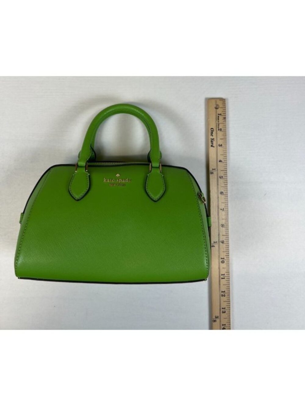 Kate Spade New York Women Green Satchel Handbag Zip Closure Top Handle Bag - Picture 7 of 10